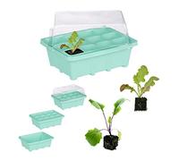 relaxdays Mini Serra per 12 Piante, con Coperchio, Semenzaio, Davanzale, Balcone, Germinatore 5 x 18,5 cm, Verde