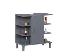 Relaxdays Mobile Bagno lavabo con Anta e 6 Ripiani, MDF, Blu-Grigio, 65x64x31 cm