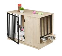 Relaxdays Mobile con gabbia per cani e 2 ciotole