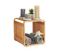 Relaxdays Mobile da Bagno, Bambù, HLP 33 x 33 x 33cm, 2 Ripiani, Scaffale Portaoggetti Sala e Corridoio, Marrone Chiaro