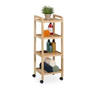 Mobiletto Bagno Scaffale Porta Asciugamani Mobile Cucina Legno Ruote 97x35x31 cm
