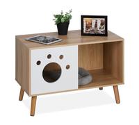 Relaxdays Mobile da Lettiera, Cuccia per Gatti, Mobiletto Nicchia Lettino Gattini, HLP: 50x75x40 cm, Bianco Naturale, Fibra di Legno