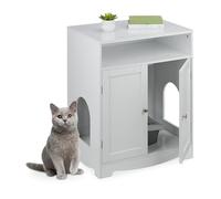 Relaxdays Mobile da Lettiera Nascosta, Cuccia per Gatti, Mobiletto con 2 Ingressi Gattini, HLP: 73,5x60x43,5 cm, Bianco, Fibra di Legno