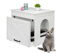 Relaxdays Mobile da Lettiera Nascosta per Gatti, Mobiletto con Cassetto e Tiragraffi, HLP 53,5x60x51,5 cm, Bianco Grigio