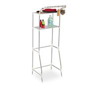 Relaxdays Mobile Lavatrice in Metallo, Allungabile, Scaffale Bagno sopra WC e Asciugatrice,179x64,5-100x50 cm, Argentato