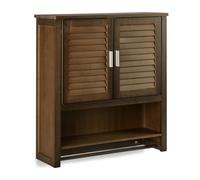 Relaxdays Mobile Pensile LAMELL, Armadietto con Portasciugamani, Mobiletto Bagno, Bambù, 66 x 62 x 20 cm, Marrone Scuro