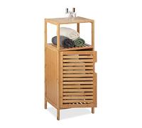 Relaxdays Mobile per Il Bagno, in bambù, 2 Ripiani Aperti, Salvaspazio, 2 Scomparti Chiusi, HxLxP: 87x36,5x33 cm, Natura