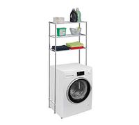 Relaxdays Mobile per Lavatrice in Metallo, 3 Scaffali per Bagno o Lavanderia, sopra WC HxLxP 162,5x67x30 cm, Argento