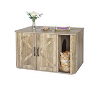 Relaxdays Mobile per lettiera con Ingresso, Tappetino, nasconde la lettiera, 50x85x49 cm, Marrone