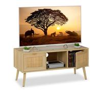 Tavolo Basso TV Rattan Mobile Televisione Tavolino Televisore HLP 45,5x100x40 cm