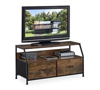 Relaxdays Mobile per TV, Design Industriale, HLP: 48,5x93x41,5 cm, Mobiletto Porta Televisore, 2 Cassetti, Marrone Nero, Fibra di Legno, 1 pz
