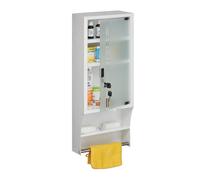 Relaxdays Armadietto Pronto Soccorso per Medicinali, Cassetta Medicine Chiusa a Chiave, 4 Scomparti, 65x27x12, Bianco