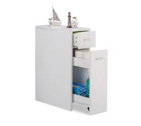 Relaxdays Mobile Salvaspazio Alto & Stretto, 2 Cassetti, Bagno, Cucina, Salotto,