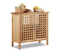 Relaxdays Mobile Sottolavabo in Legno di Noce Resistente, Armadietto da bagno, HxLxP: 61 x 66 x 29 cm ca., Naturale