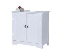 Relaxdays sottolavabo 2 Ante, HxLxP: 60 x 60 x 30 cm, MDF, Zinco, Mobile da Bagno per lavabo, Bianco, Fibra di Legno, Metallo