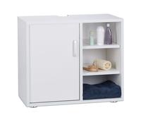 Relaxdays Mobile sotto-Lavabo, Mobiletto per Lavandino Bagno, 3 Ripiani, Armadietto, Anta Singola, Legno MDF, Bianco, 51x60x32 cm