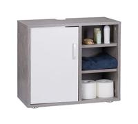 Relaxdays Mobile sotto-Lavabo, Mobiletto per Lavandino Bagno, 3 Ripiani, Armadietto, Anta Singola, Legno MDF, Grigio, 51x60x32 cm