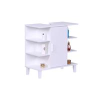 Relaxdays sottolavabo con Anta e 6 Ripiani Aperti, HWD: 65x64x31 cm, MDF, Mobile Bagno Bianco