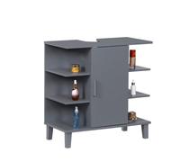 Relaxdays Mobile Bagno lavabo con Anta e 6 Ripiani, MDF, Blu-Grigio, 65x64x31 cm