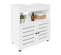 Relaxdays Mobile sottolavabo, HxLxP: 63 x 60 x 30 cm, 2 scomparti, MDF, mobile bagno, bianco