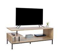 Relaxdays Mobile TV Lowboard, 3 Ripiani, Misura 106x40x39,5 cm, Naturale e Nero