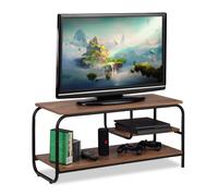 relaxdays Mobile TV, Design Industriale, per Ricevitore, Spazio per CD & Dvd, Tavolino TV, HxLxP: 43x90x35 cm, Marrone