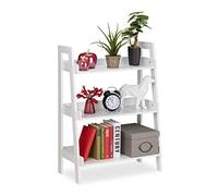 Relaxdays Mobiletto a 3 Piani Multiuso, Scaffale per Oggetti, Libreria, Fioriera, HxLxP 82,5 x 61 x 29 cm, Bianco, Fibra di Legno, 1 pz
