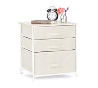Relaxdays Mobiletto con 3 Cassetti, Mobile Cassettiera, in Tessuto, Acciaio e Legno MDF, HxLxP: 53 x 48 x 40 cm, Beige