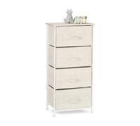Relaxdays Mobiletto con 4 Cassetti, Mobile Cassettiera, in Tessuto, Acciaio e Legno MDF, HxLxP: 95 x 45 x 30 cm, Beige