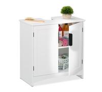 Mobiletto Sottolavabo MDF Bianco Mobile Bagno Armadio Scaffale Sifone 60x60x30cm