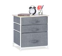 Relaxdays Mobiletto 3 cassetti 10023328_491 – Tessuto/Metallo/Legno, Grigio, 53x48x40 cm
