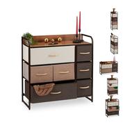 relaxdays Mobiletto con Cassetti, 7 Tiretti Pieghevoli in Tessuto, Ripiano, HLP 79 x 80 x 31,5 cm, Marrone