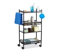 (TG. 1 Pz) Relaxdays, Mobiletto su Ruote, Scaffale Stretto in Metallo, 4 Ripiani