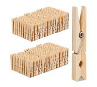 Relaxdays Mollette Bucato, Set 288 Mollettine in bambù, Pinze per Foto, Panni o Lavoretti, 7,5x1,5x1 cm, Legno, Naturale