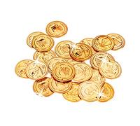 Monete d’oro per pirati Gettoni dorati Dobloni di plastica Tesoro decorativo