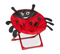 Relaxdays Moon Chair, Sedia Pieghevole Ultraleggera per Bambini e Bambine, Interni e Esterni, Poltroncina, Coccinella