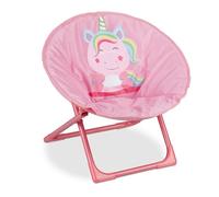 Relaxdays Moon Chair, Sedia Pieghevole Ultraleggera per Bambini e Bambine, Interni e Esterni, Poltroncina, unicorno rosa