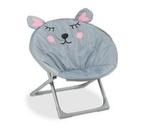 Relaxdays Moon Chair, Sedia Pieghevole Ultraleggera Bambini e Bambine, Interni e Esterni, Poltroncina, topolino grigio