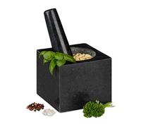 Mortaio e pestelli in granito quadrato accessori da cucina per macinare nero