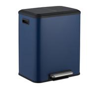 Relaxdays Mülleimer mit 2 Fächern 15 Liter Pattumiera da Cucina, 2 x 15 Litri, con Secchio Interno Rimovibile, abbassamento Automatico e Pedale, Colore: Blu, 10% plastica 90% Ferro