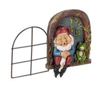 Relaxdays Gnomo da Giardino alla Finestra, HLP 17 x 12 x 4,5 cm, Nano da Appendere Albero, Antigelo, Esterno, Colorato