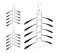 Relaxdays, Nere Set da 3 Grucce Appendiabiti Multiple, 5 Stampelle da Appendere, per Vestiti, Salvaspazio e Antiscivolo, Ferro, 3 pz, 3 unità