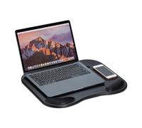 Relaxdays, Nero Tavolino per PC, Poggiapolsi, Porta Cellulare, Supporto Ergonomico, Tablet Fino a 11 Pollici, Plastica, 5.5 x 44 x 32 cm