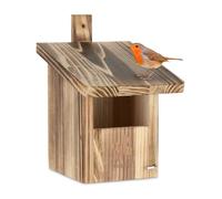 Relaxdays Nido per uccelli in look legno bruciato