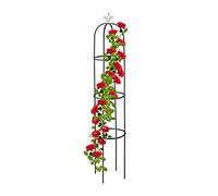 Relaxdays Obelisco per Rampicanti, Alto 190 cm, Graticolato per Piante, Rose Edere, Accessori da Giardino, Metallo, Nero, Acciaio