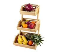 Relaxdays Obst Etagere Bambus Alzata bambù, Altezza x Larghezza x profondità: 49 x 30 x 25 cm, Contenitore, Verdura e Dolci, Frutta da Cucina, Naturale