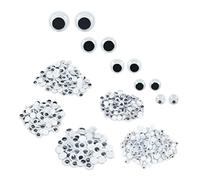 Relaxdays Occhi Adesivi per Lavoretti, 1000 Occhietti Mobili per Bricolage & Fai da Te, 5 Misure, 5-10 mm, Bianco/Nero