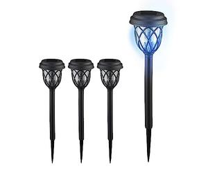 Relaxdays of Pathway Lamps Lampade Solari da Giardino, Set da 4 LED con Effetti di Luce, Sensore di Luminosità, H x D: 42,5 x 10 cm, Nero