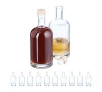 Oliera Vetro Ampolla Porta Olio Aceto Acetiera Tappo Sughero 500 ml Set da 12