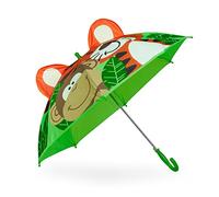 Relaxdays Ombrello per Bambini, Tigre e Scimmia in 3D, Ombrellino Parapioggia, da Bimba e Bimbo, Ø 78 cm, Multicolore